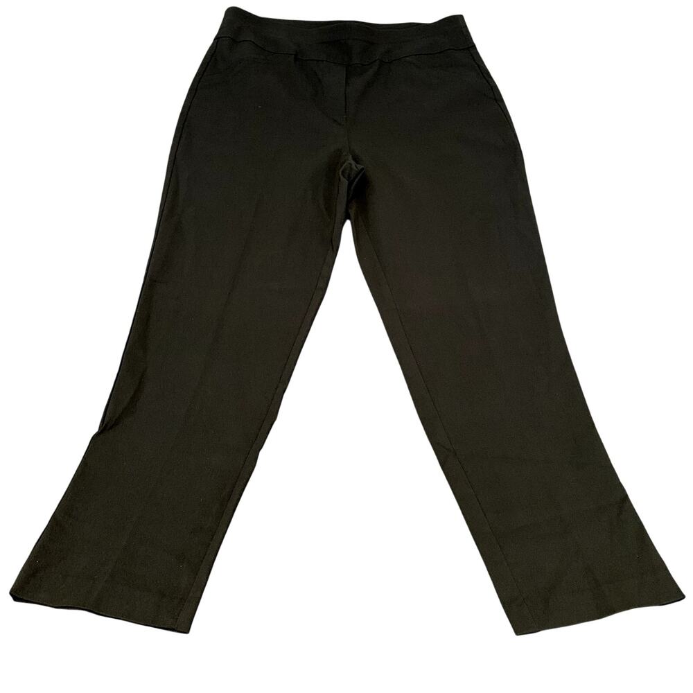 Women's Alfred Dunner Black Straight Leg Stretch Pull On Pant Size 12